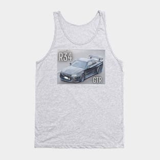 Nissan GTR R34 - Cartoon Design Tank Top